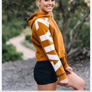 Zyia Hoodie yellow mustard color. Worn once. Cropped. Size Large